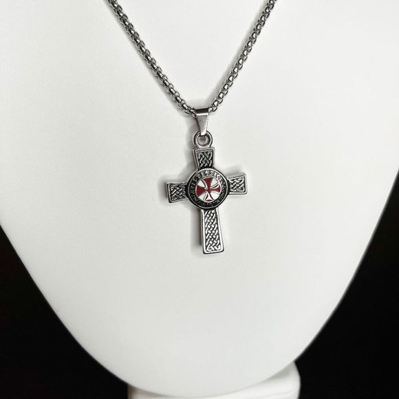 Crusade Cross Pendant Necklace Mens Womens 316l Stainless Steel Waterproof Cross - Picture 6 of 7